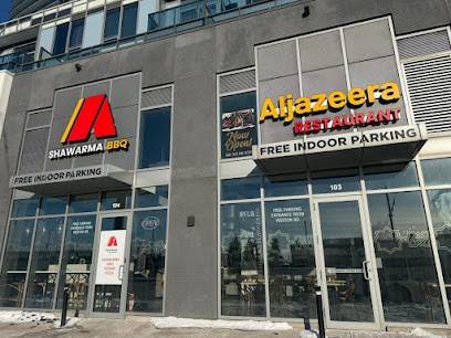 Aljazeera Restaurant storefront at 7777 Weston Road in Vaughan, next to Shawarma BBQ
